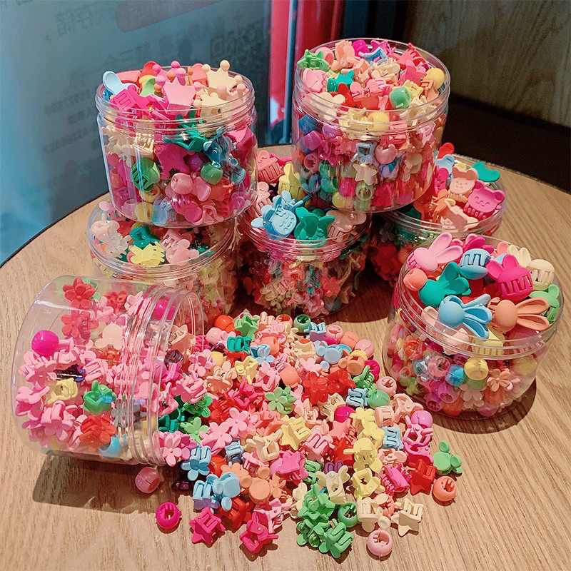 Set 30 Kẹp Tóc Kèm Hộp Nhựa Tái Sử Dụng Hình Hoa,Hình Sao, Hình Thú Xinh Xắn Mini Dễ Thương Xinh Xắn Phong Cách Hàn Quốc