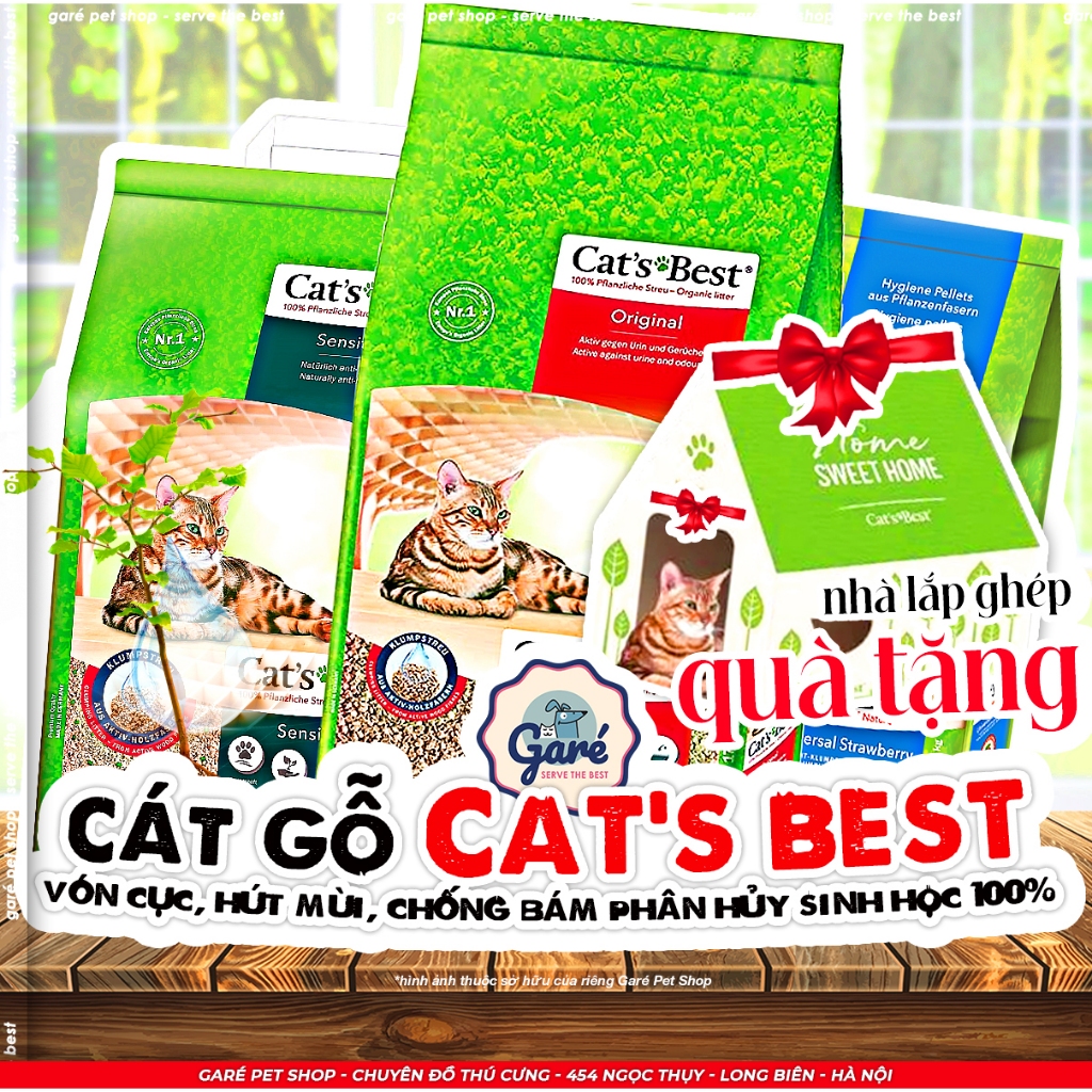 Cát gỗ Cat's Best cho Mèo - Cát hữu cơ không bụi kháng khuẩn an toàn Đức - Cát vệ sinh Cats Best Orginal Smart Pellet