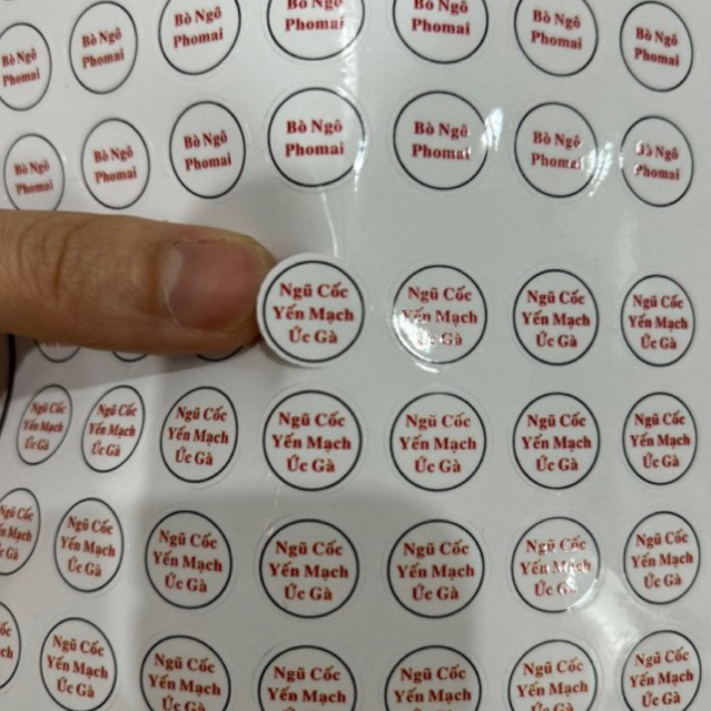 80 tem nhãn dán nhân bánh bao các vị chống nước chống rách