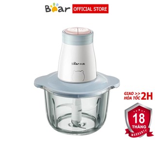Máy xay thịt xay thực phẩm Bear, cối thủy tinh 2L 300W, dao 4 lưỡi thép không gỉ – Hàng chính hãng