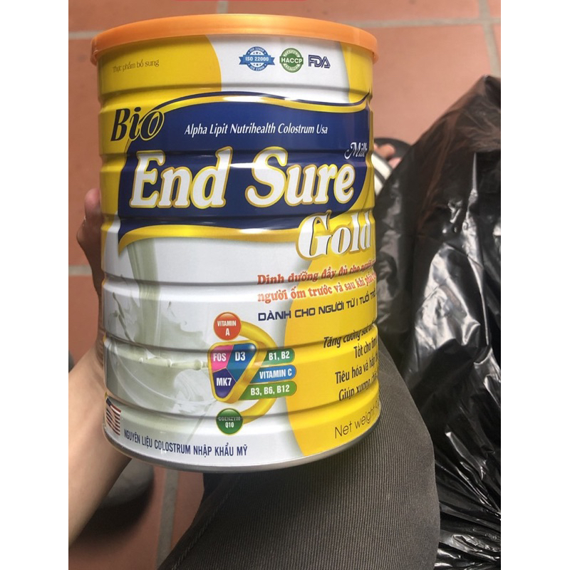 Hộp sữa 900g end sure gold tăng cường sức đề kháng, tốt cho tim mạch, hấp thu phục hồi sức khỏe, tốt cho mọi lứa tuổi