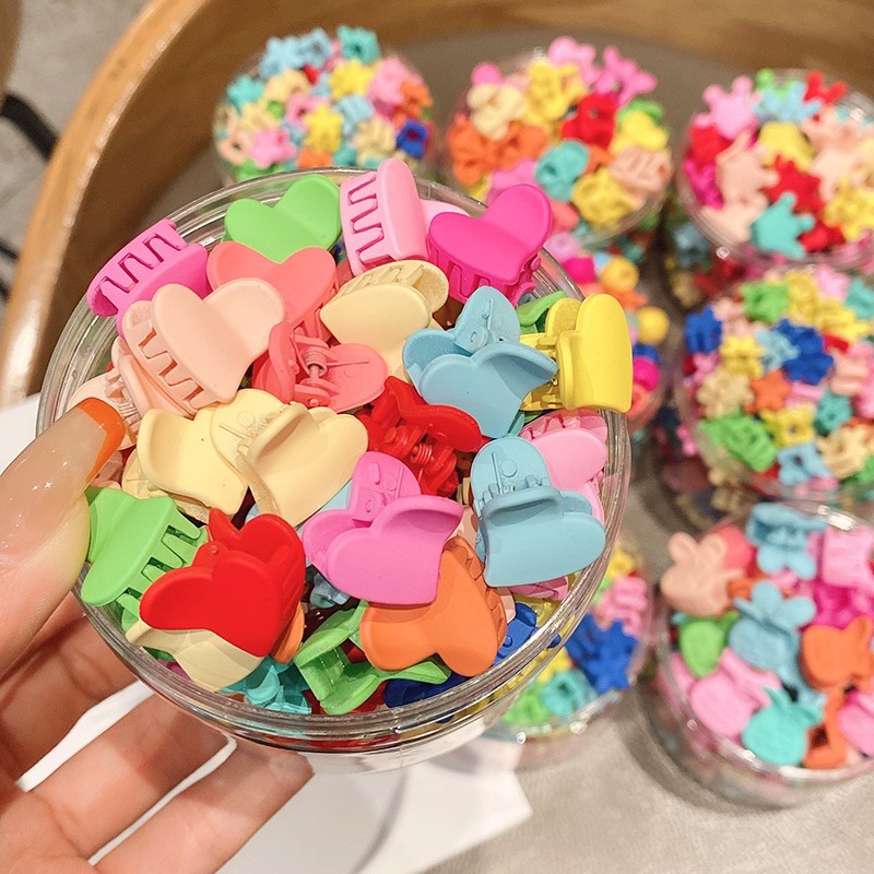 Set 30 Kẹp Tóc Kèm Hộp Nhựa Tái Sử Dụng Hình Hoa,Hình Sao, Hình Thú Xinh Xắn Mini Dễ Thương Xinh Xắn Phong Cách Hàn Quốc