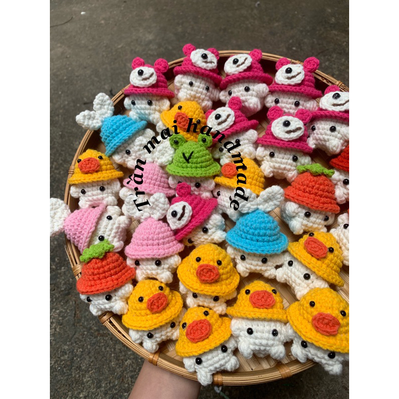 Móc khoá bé nấm bằng len siêu cute