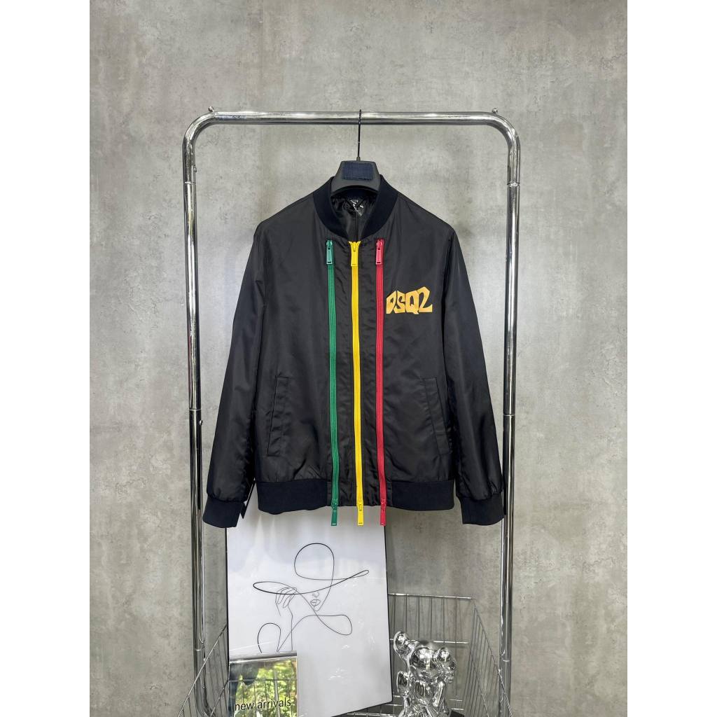Áo Khoác Nam DSQ Khóa Màu Sắc Mới Nhất - Áo Gió Nam DSQ In Chữ Phối Khóa Siêu Đẹp