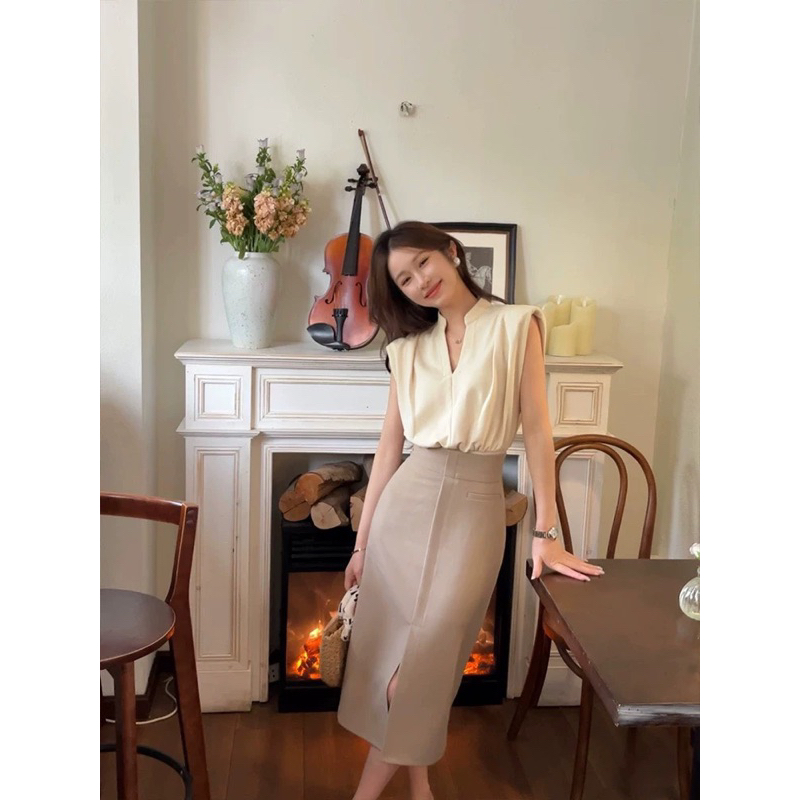 CHÂN VÁY LI DỌC TÚI TRƯỚC 🌿