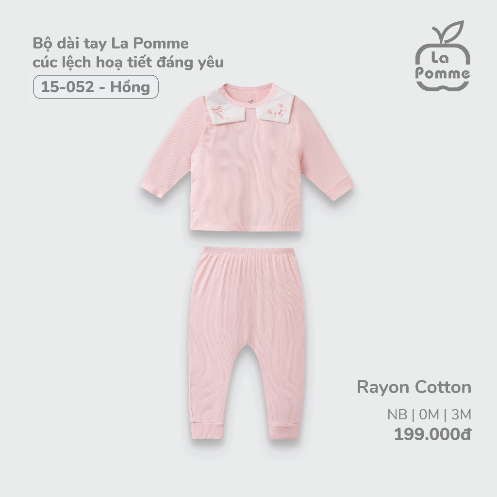 La pomme Bộ dài tay cài chéo cho bé sơ sinh mùa thu đông BST họa tiết mèo mẫu mới 2023