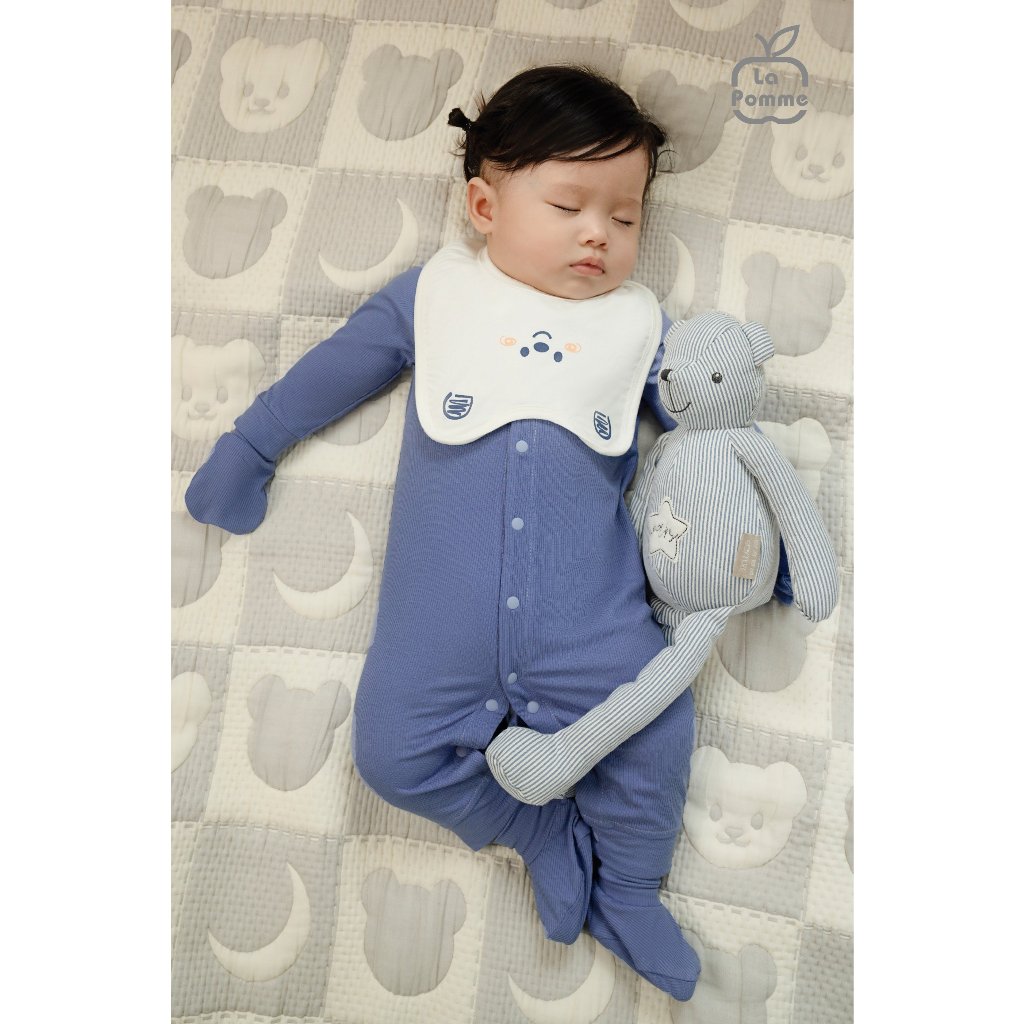 La pomme Bộ dài tay cài chéo cho bé sơ sinh mùa thu đông BST họa tiết mèo mẫu mới 2023