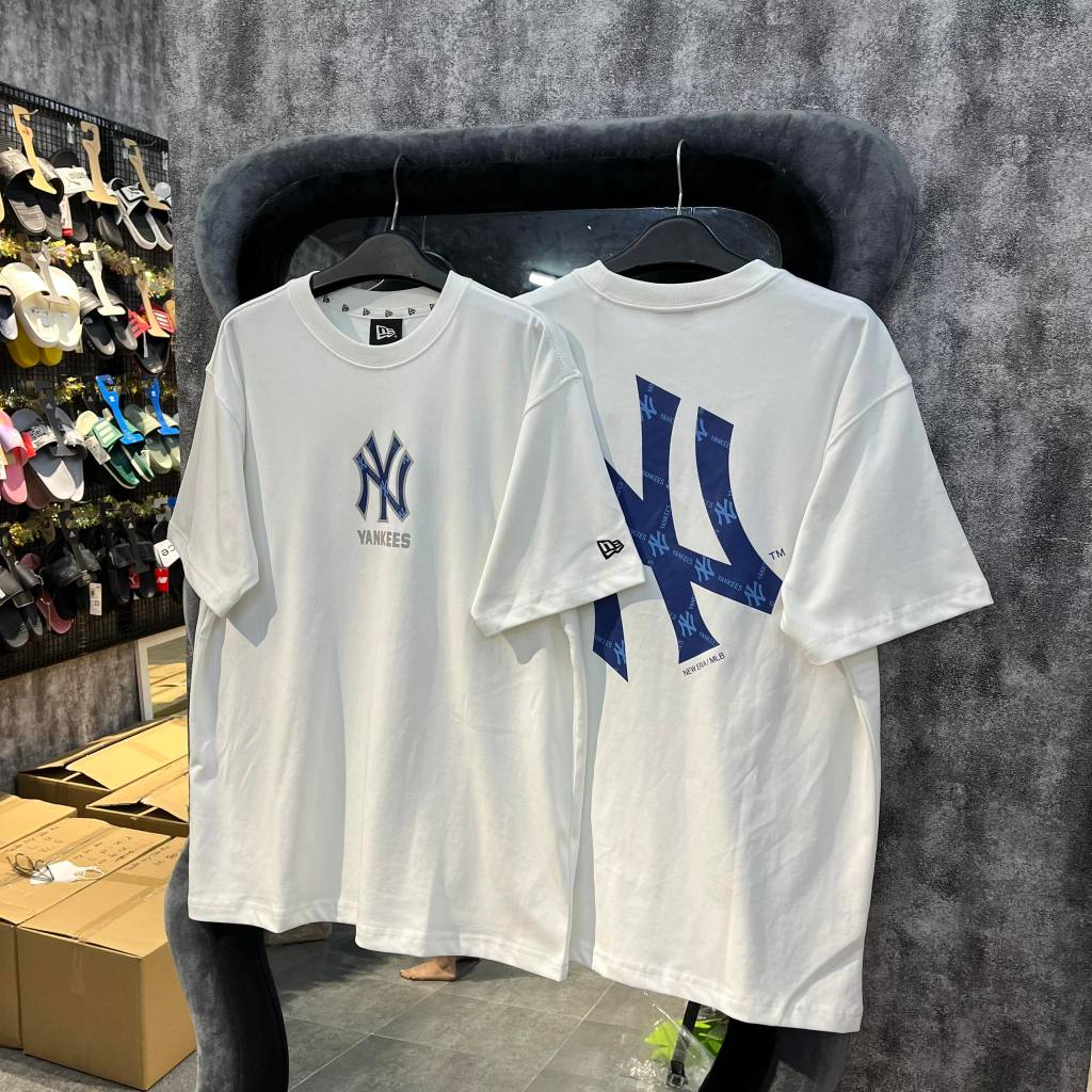 Áo Thun Chính Hãng NY Trắng Logo Xanh Shop Xám Store