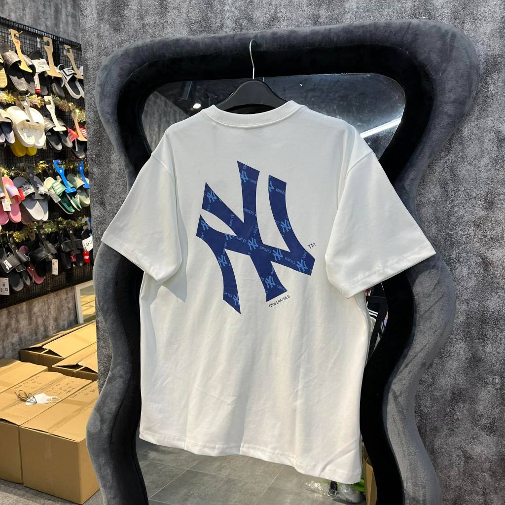 Áo Thun Chính Hãng NY Trắng Logo Xanh Shop Xám Store