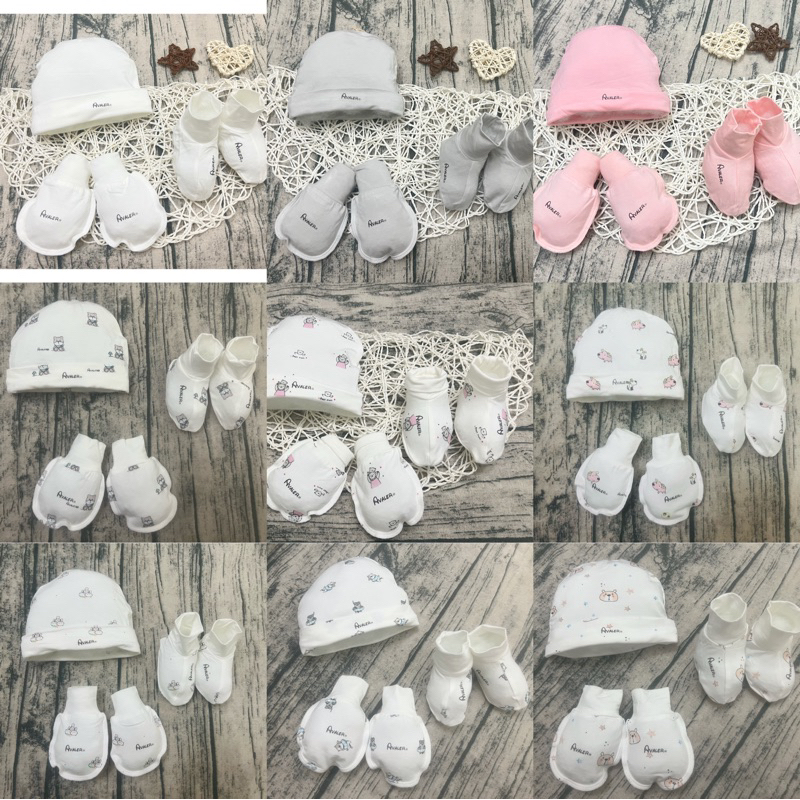 Phụ kiện mũ bao tay bao chân cho bé sơ sinh chất liệu sợi tre chính hãng avaler mẫu mới