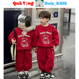 Đồ bộ quần áo nỉ bông, bộ nỉ giáng sinh mùa Noel thu đông màu Đỏ May Mắn Cho bé trai, bé gái từ 8-27kg