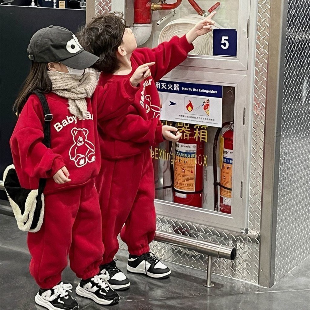 Đồ bộ quần áo nỉ bông, bộ nỉ giáng sinh mùa Noel thu đông màu Đỏ May Mắn Cho bé trai, bé gái từ 8-27kg