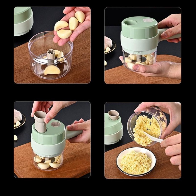 Máy Xay Thái, Cắt Lát Hành Tỏi Ớt Cầm Tay Tiện Lợi, Sạc Pin 1500mAh, Công Suất 40W, Máy Xay Thịt Mini Đa Năng