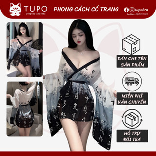 Cosplay cổ trang Hán Phục Trung Hoa sexy kiểu Kimono áo choàng kèm quần chip lọt khe quyến rũ