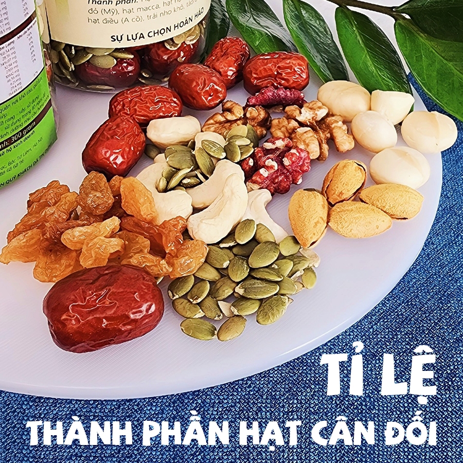 Hạt dinh dưỡng mix 8 loại HT.NUTS hũ 300g/500g, hạt dinh dưỡng cho chị em, bà bầu, ăn kiêng, giảm cân