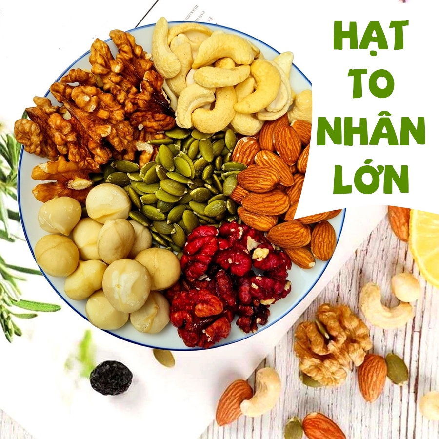 Hạt dinh dưỡng mix 8 loại HT.NUTS hũ 300g/500g, hạt dinh dưỡng cho chị em, bà bầu, ăn kiêng, giảm cân