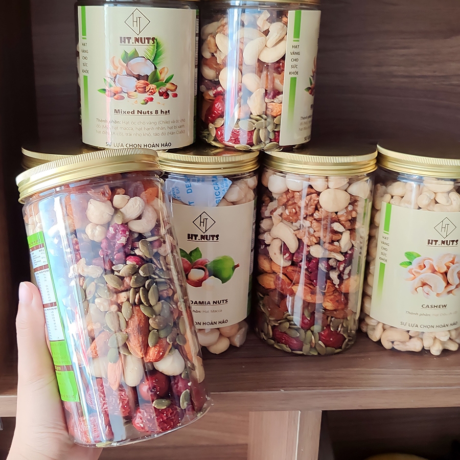 Hạt dinh dưỡng mix 8 loại HT.NUTS hũ 300g/500g, hạt dinh dưỡng cho chị em, bà bầu, ăn kiêng, giảm cân