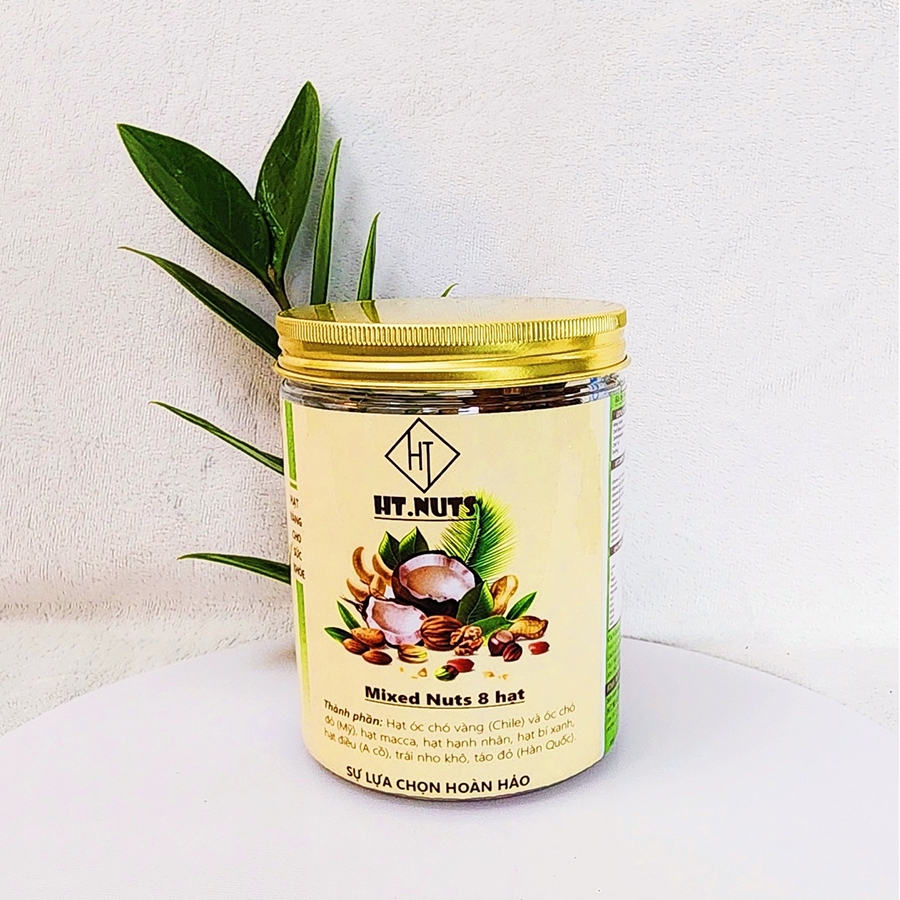Hạt dinh dưỡng mix 8 loại HT.NUTS hũ 300g/500g, hạt dinh dưỡng cho chị em, bà bầu, ăn kiêng, giảm cân