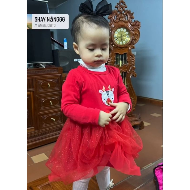 Váy ren tuần lộc bé gái