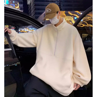  Áo nỉ bông UNISEX cổ bẻ kéo khoá form rộng trơn Basic Áo hoodie cổ trụ chất liệu nỉ bông cực ấm cực mềm nam nữ 