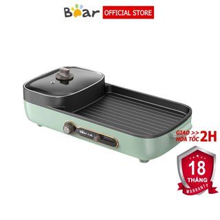 Bếp lẩu nướng 2 ngăn Bear, Nồi lẩu nướng 2 in 1, dung tích 3L 1600W – Hàng chính hãng