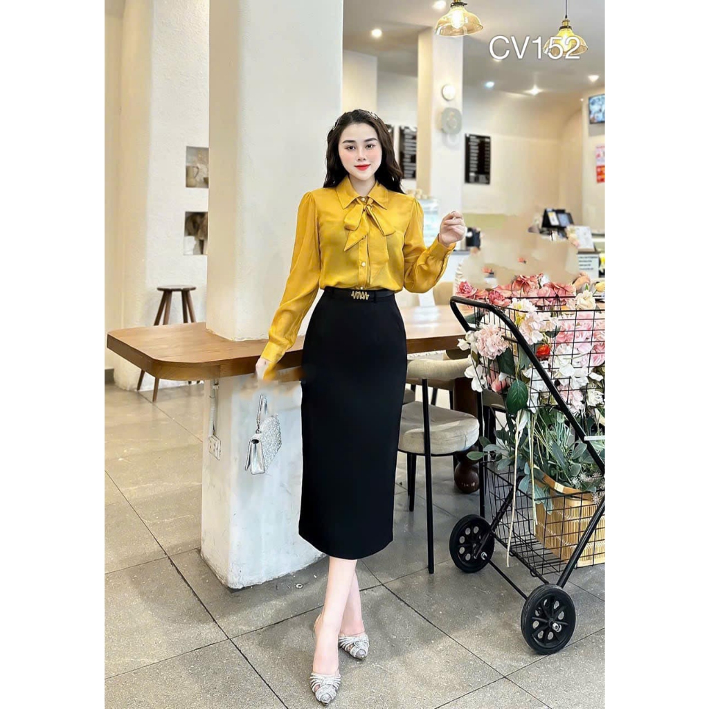 Chân váy suông dáng dài qua gối trẻ trung hot trend có túi có lót A82 kèm đai