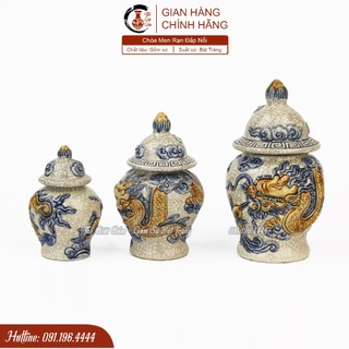 Chóe đựng nước men rạn - Đồ thờ cúng Bát Tràng - Hũ đựng nước