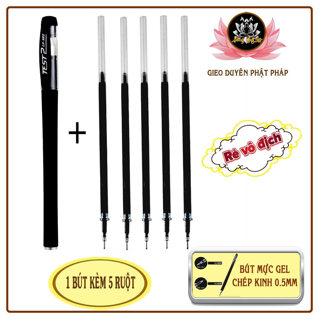 Bút chép kinh 1 bút + 5 ruột màu đen