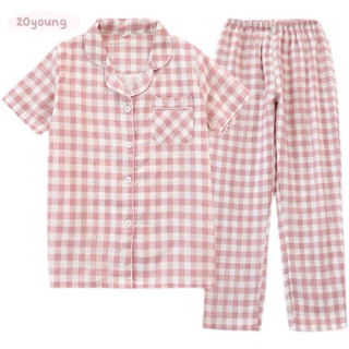 20YOUNG - Bộ đồ ngủ nữ pijama quần dài nút cài bông hoa
