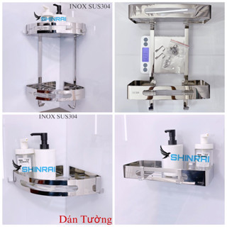 ( Loại Siêu Dày - INOX SUS304 Tấm Đặc 1.8mm ) Kệ Đựng Chai Dầu Gội , Sữa Tắm , Giá Đựng Đồ Nhà Tắm SHINRAI Dán Tường