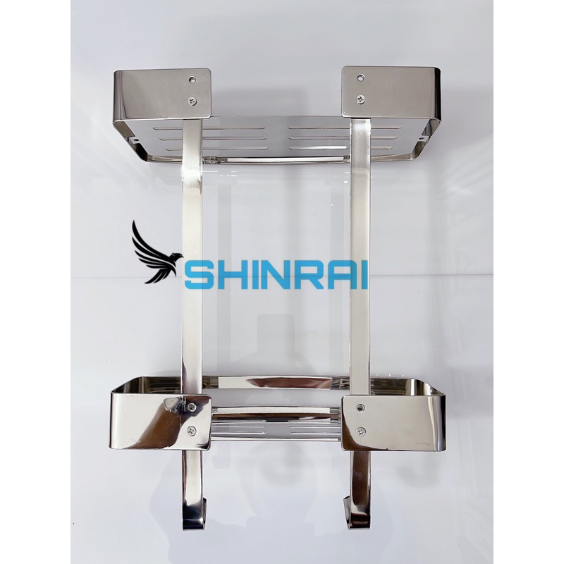 Kệ Thẳng Đựng Dầu Gội Sữa Tắm , Giá Để Đồ Nhà Tắm INOX SUS304 SHINRAI 2 Tầng