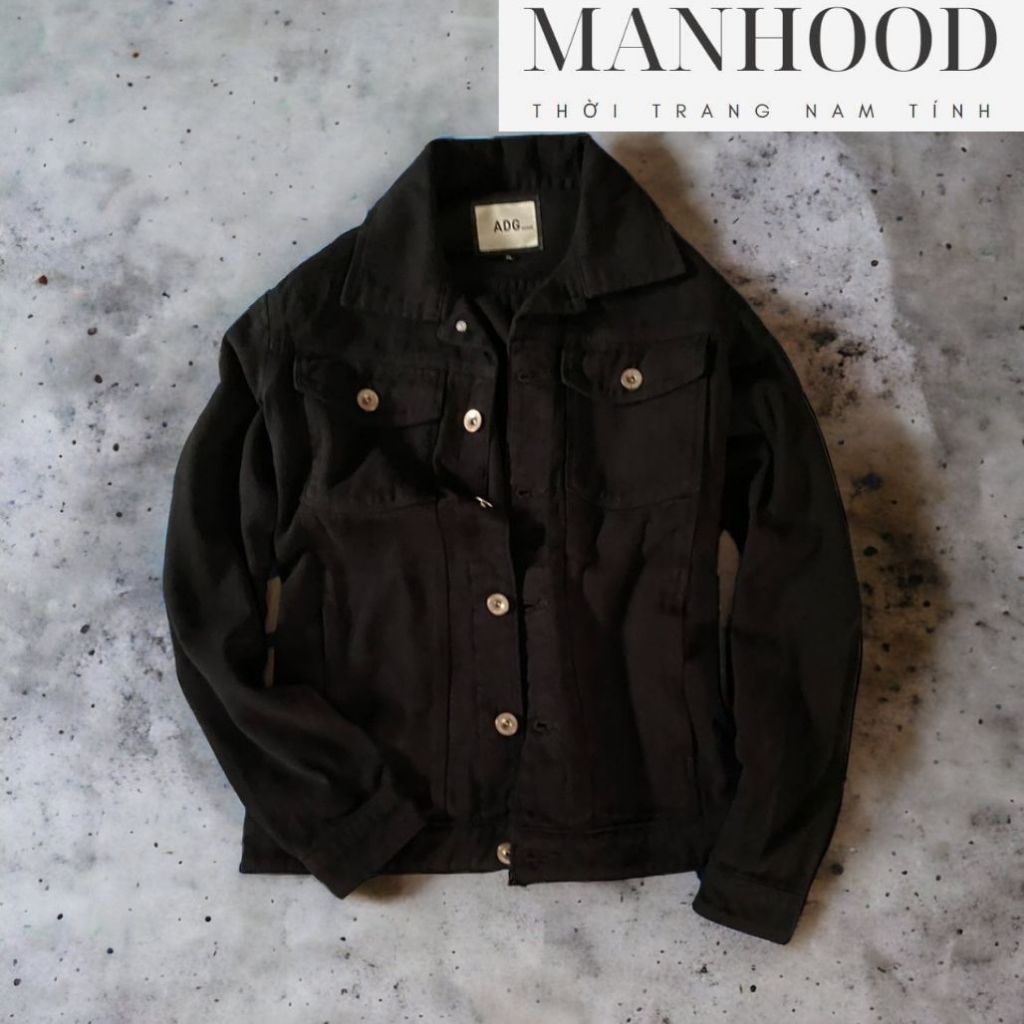 Áo khoác kaki jean nam, áo kaki jeancổ đứng màu đen, nâu cao cấp nam tính