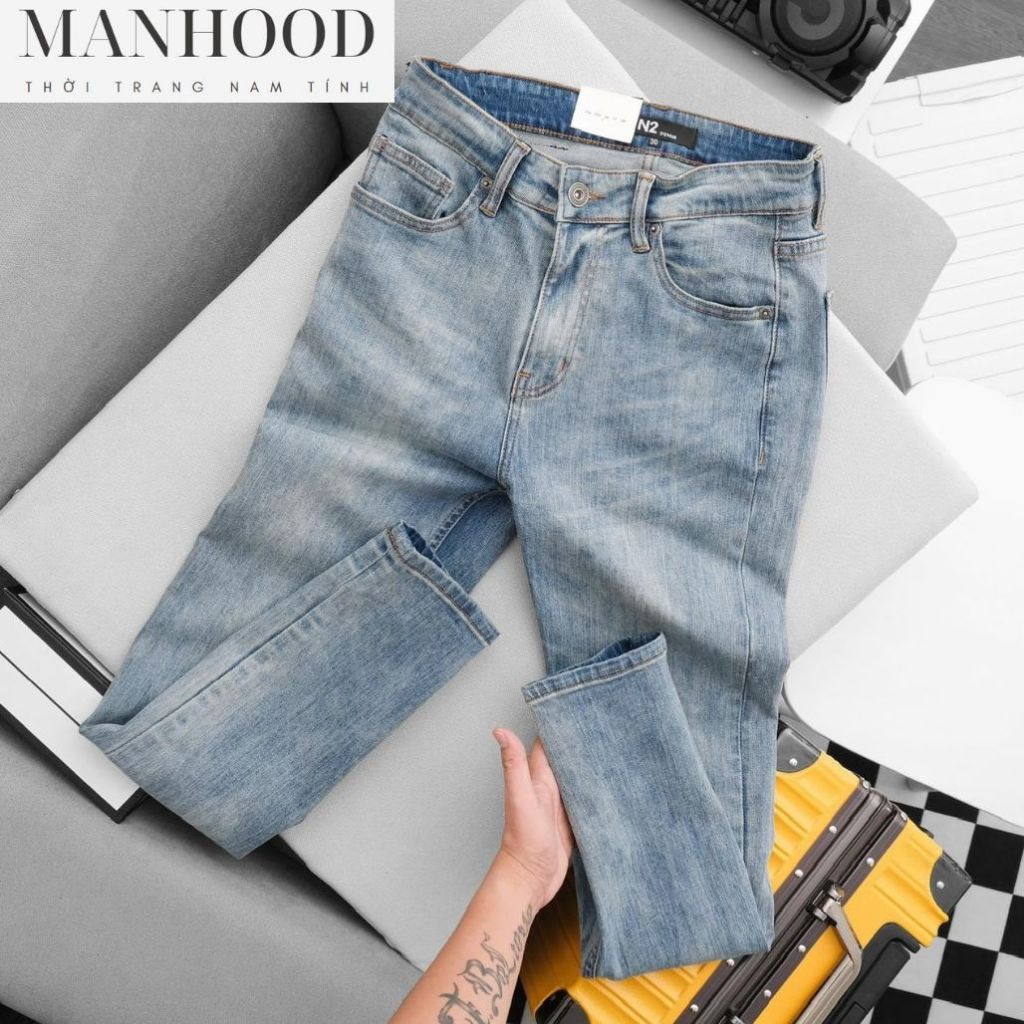 Quần jean nam, quần bò nam denim, màu xanh nhạt, xanh đậm form skinny nam tính QJN003631