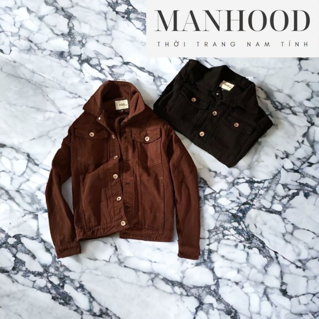 Áo khoác kaki jean nam, áo kaki jeancổ đứng màu đen, nâu cao cấp nam tính