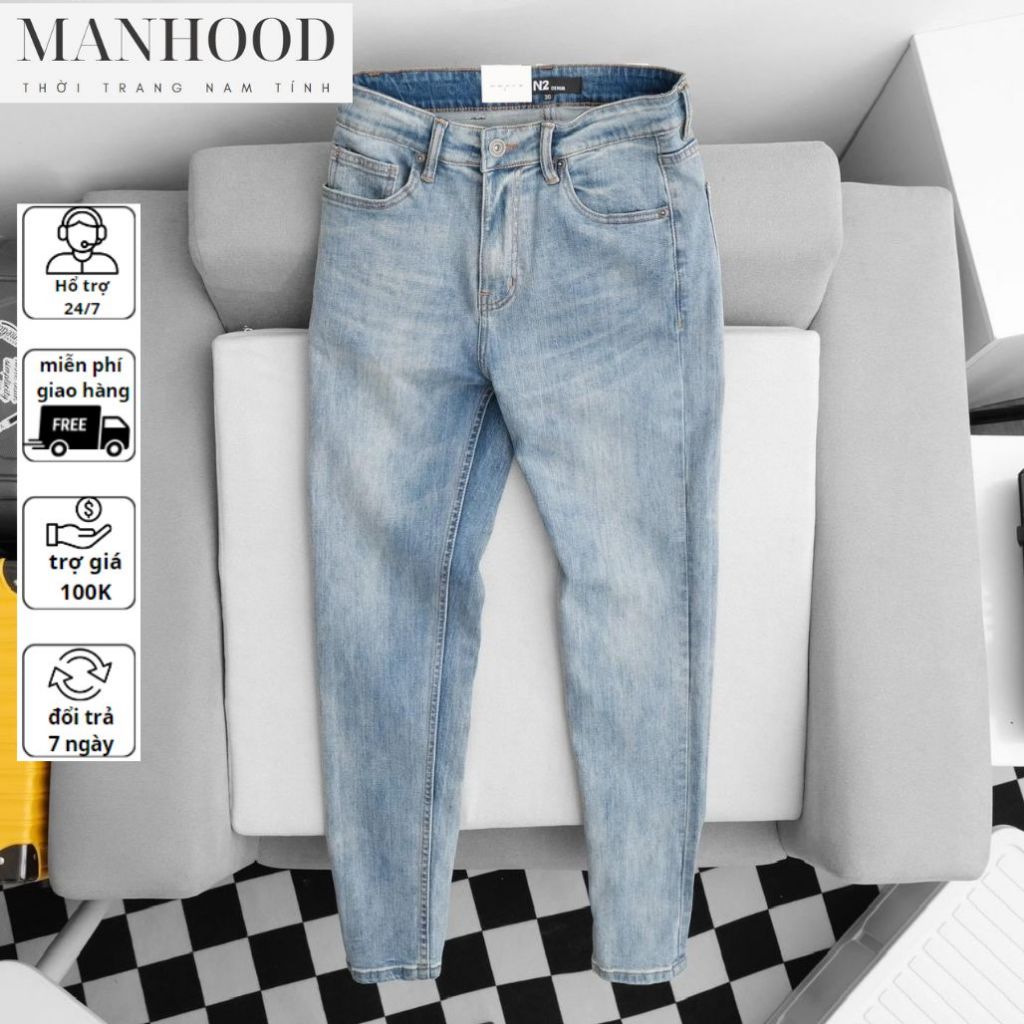 Quần jean nam, quần bò nam denim, màu xanh nhạt, xanh đậm form skinny nam tính QJN003631