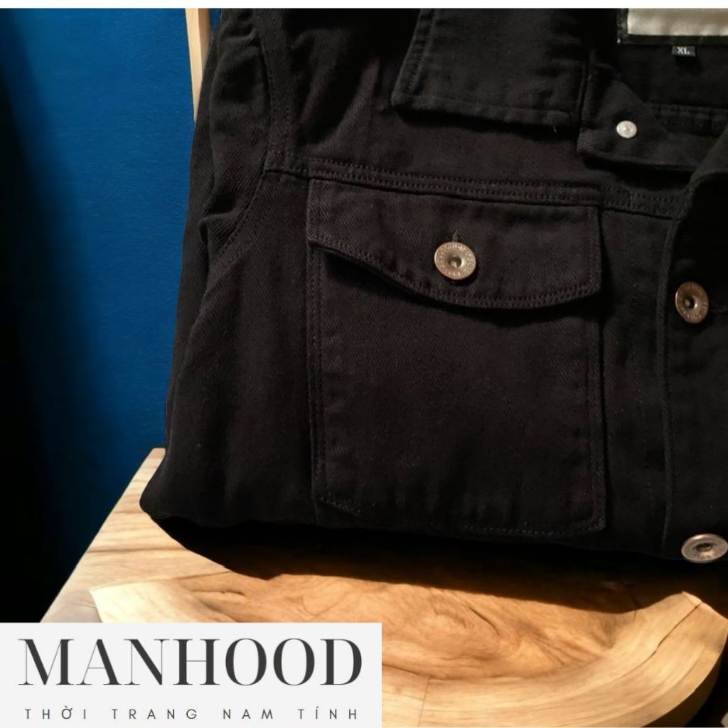 Áo khoác kaki jean nam, áo kaki jeancổ đứng màu đen, nâu cao cấp nam tính