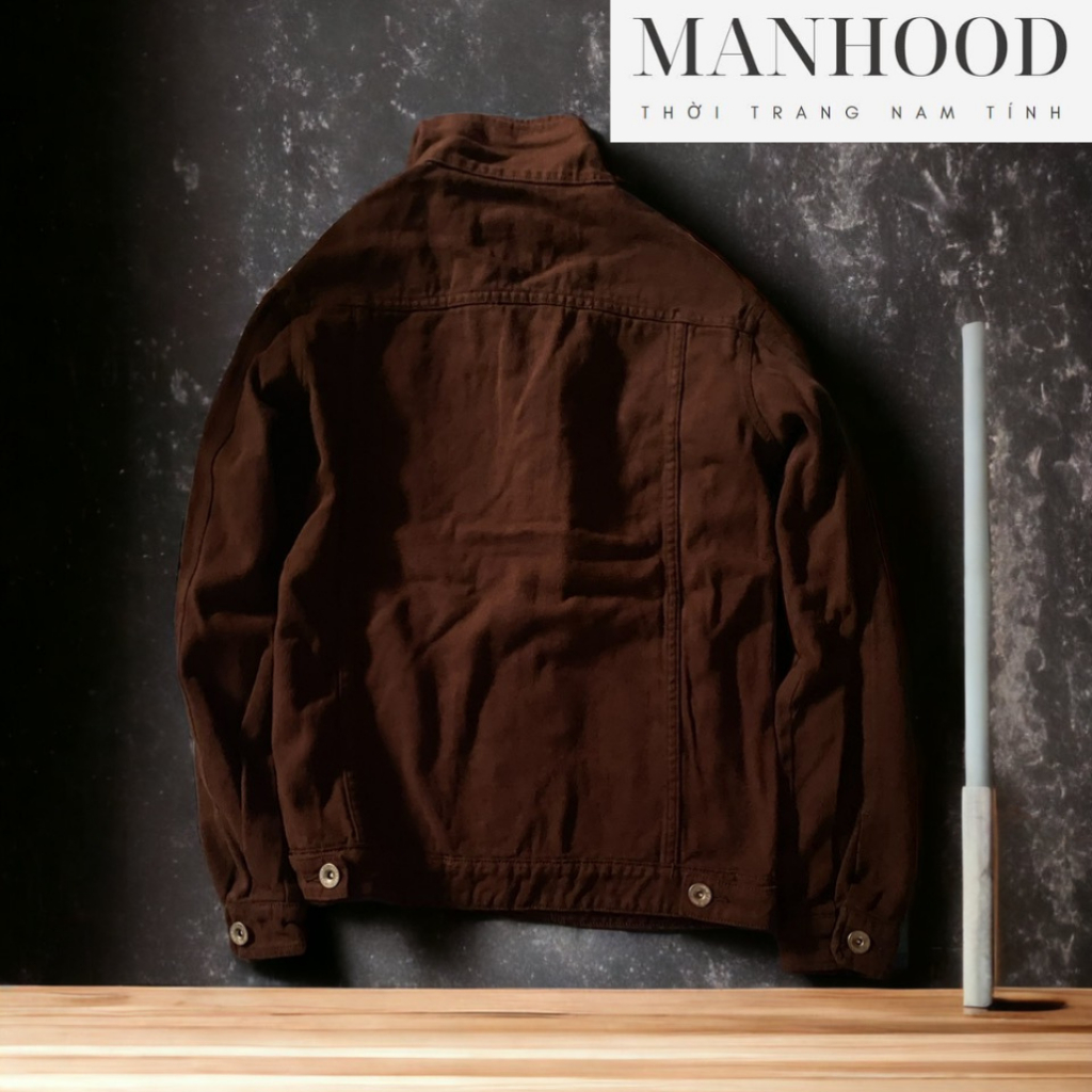 Áo khoác kaki jean nam, áo kaki jeancổ đứng màu đen, nâu cao cấp nam tính