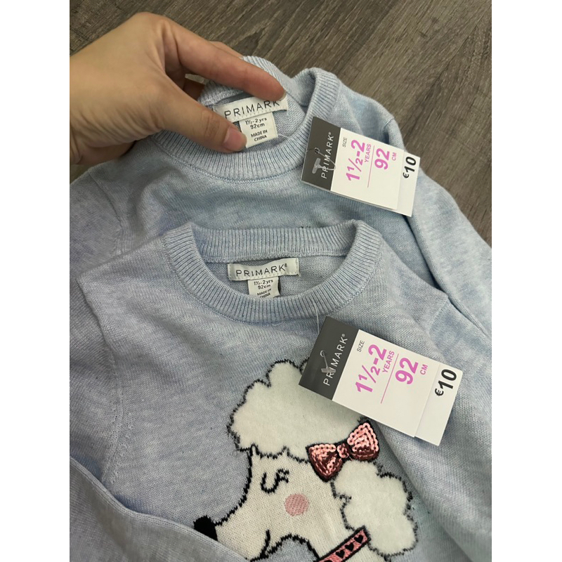 Áo len xanh dịu hình cún cho bé