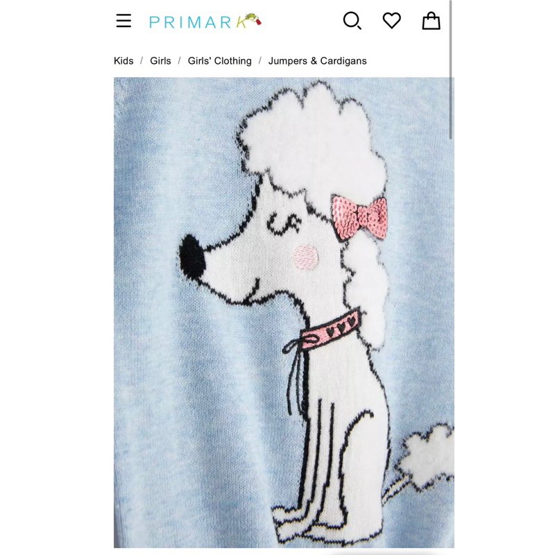 Áo len xanh dịu hình cún cho bé