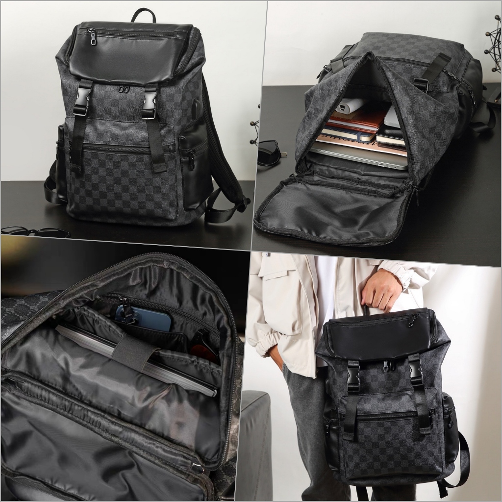 Balo Da Unisex Balo Đựng Laptop 16in Và 15.6 inch DETOLO thời trang đi học, đi chơi có nhiều ngăn phụ