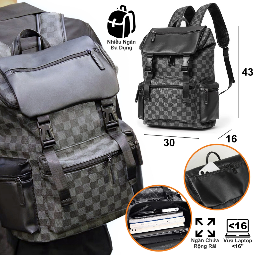 Balo Da Unisex Balo Đựng Laptop 16in Và 15.6 inch DETOLO thời trang đi học, đi chơi có nhiều ngăn phụ