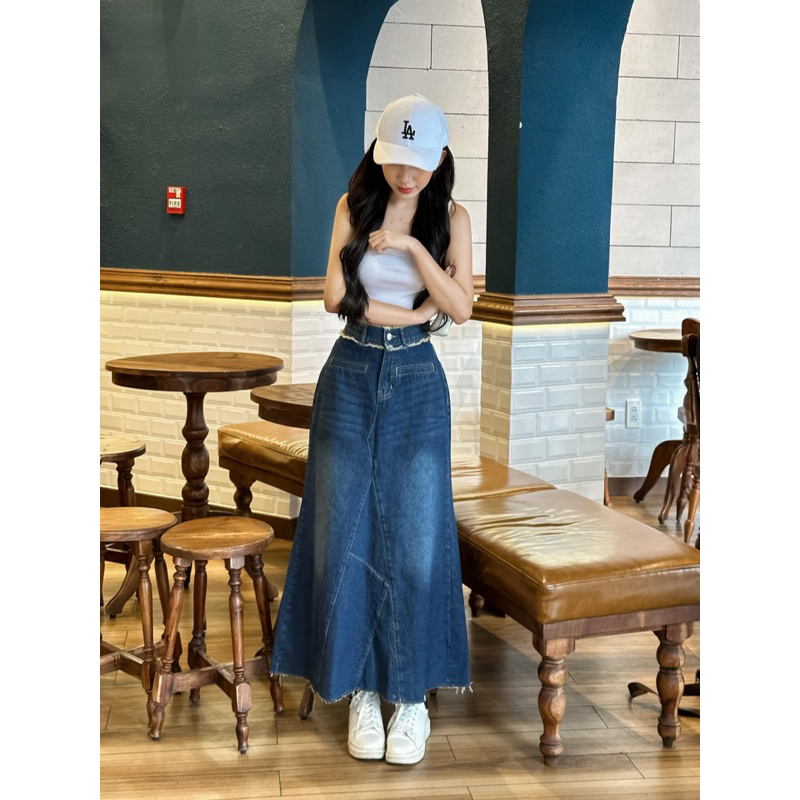 Chân váy jeans shop Như Quỳnh đuôi cá dáng dài TiQi jeans