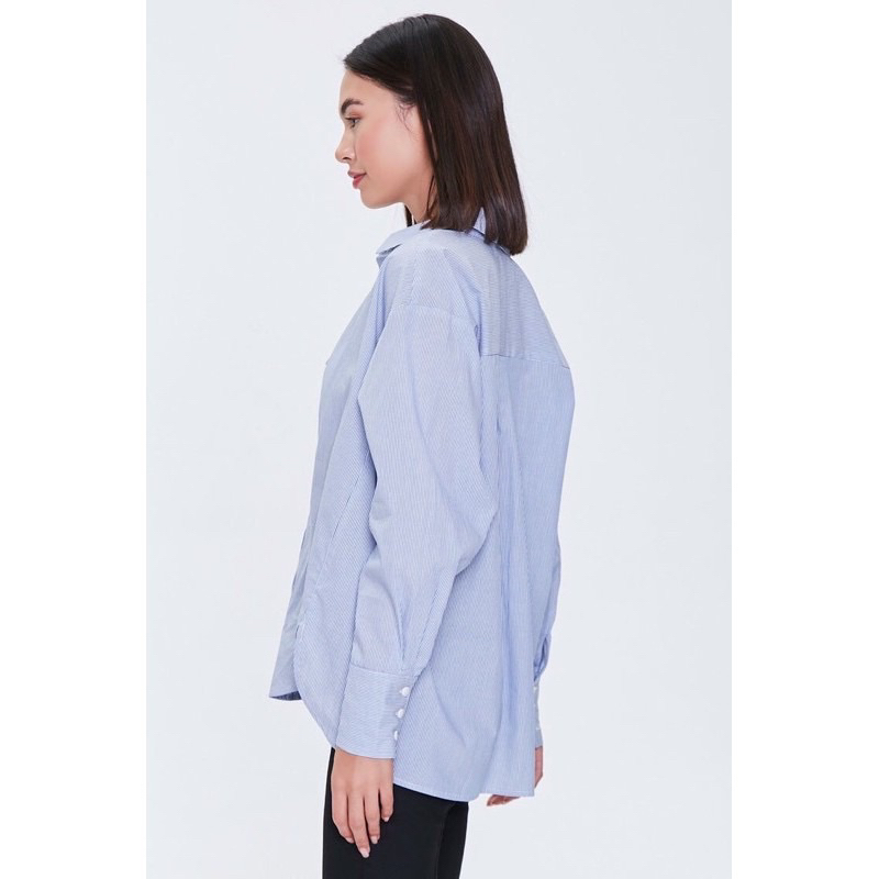 Áo sơ mi oversize sọc trending xuất dư - Oversized Striped High-Low Shirt