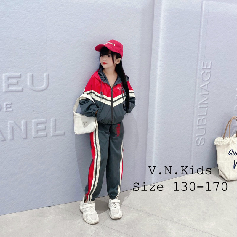 Bộ khoác gió phối màu cho Bé size 19kg - 45kg