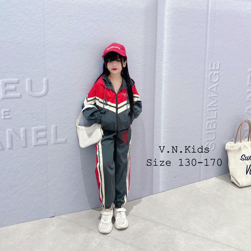 Bộ khoác gió phối màu cho Bé size 19kg - 45kg