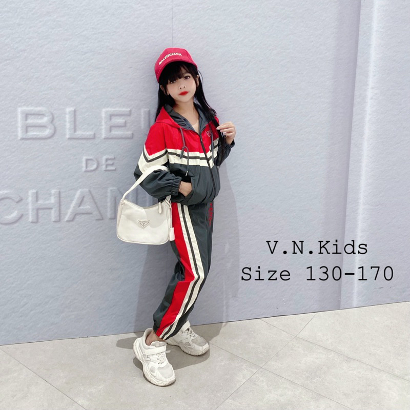 Bộ khoác gió phối màu cho Bé size 19kg - 45kg