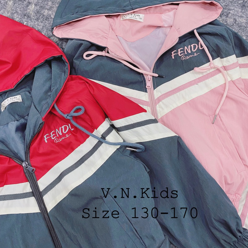 Bộ khoác gió phối màu cho Bé size 19kg - 45kg