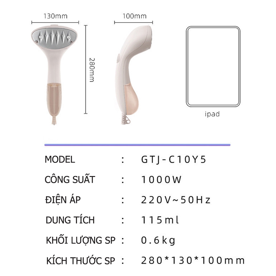 Bàn là hơi nước cầm tay Bear nhỏ gọn, siêu nhẹ công suất lớn, làm nóng nhanh – Hàng chính hãng bảo hành 6-18 tháng