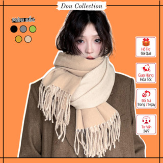 Khăn len trơn unisex nam nữ, Khăn cashmere choàng cổ phối tua rua basic thời trang thu đông - 65x200cm - Mã LN066