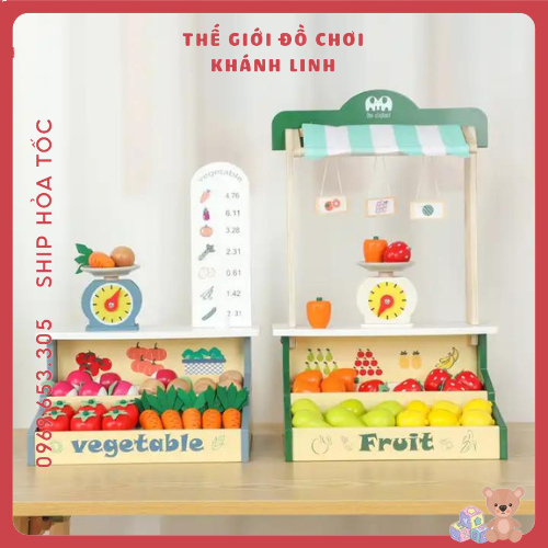 Đồ chơi quầy củ quả, bán hàng mini bằng gỗ cho bé
